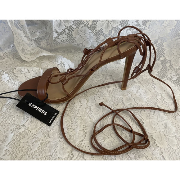 Express Women's Size 9 Tie-Up Gladiator Heeled Sandals whit tag see photos - Picture 3 of 10